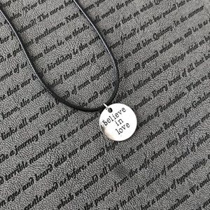 Silver Believe Love Hippie Boho Charm Necklace